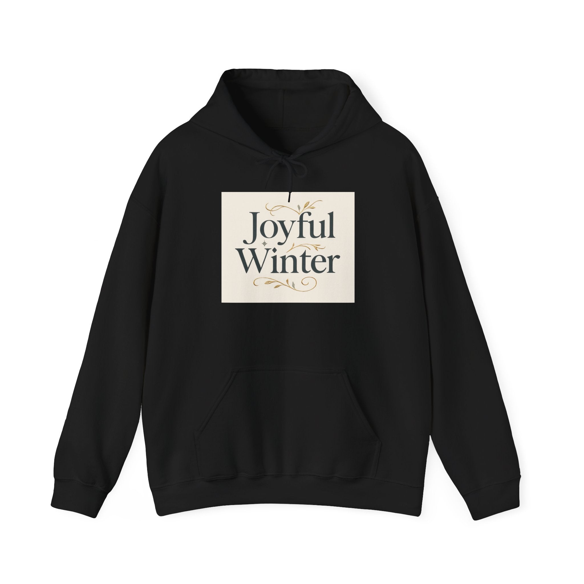 Joyful Winter Hoodie — Cozy Holiday Sweatshirt with Elegant Script