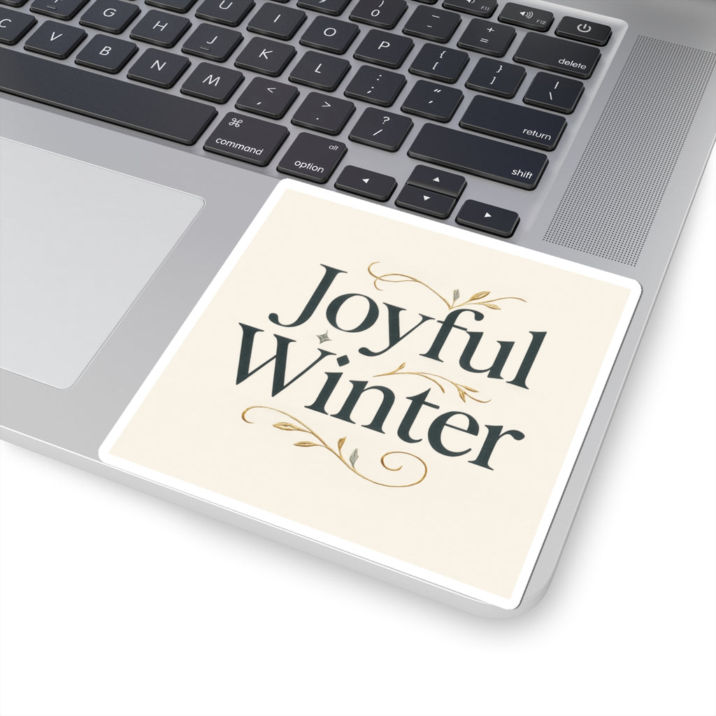 Joyful Winter Sticker — Elegant Holiday Holiday Phrase Kiss-Cut Sticker