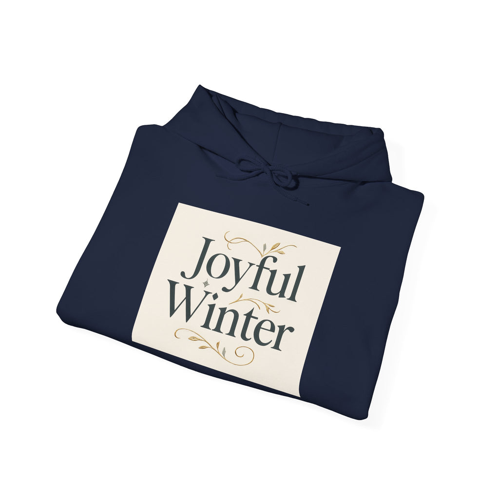 Joyful Winter Hoodie — Cozy Holiday Sweatshirt with Elegant Script