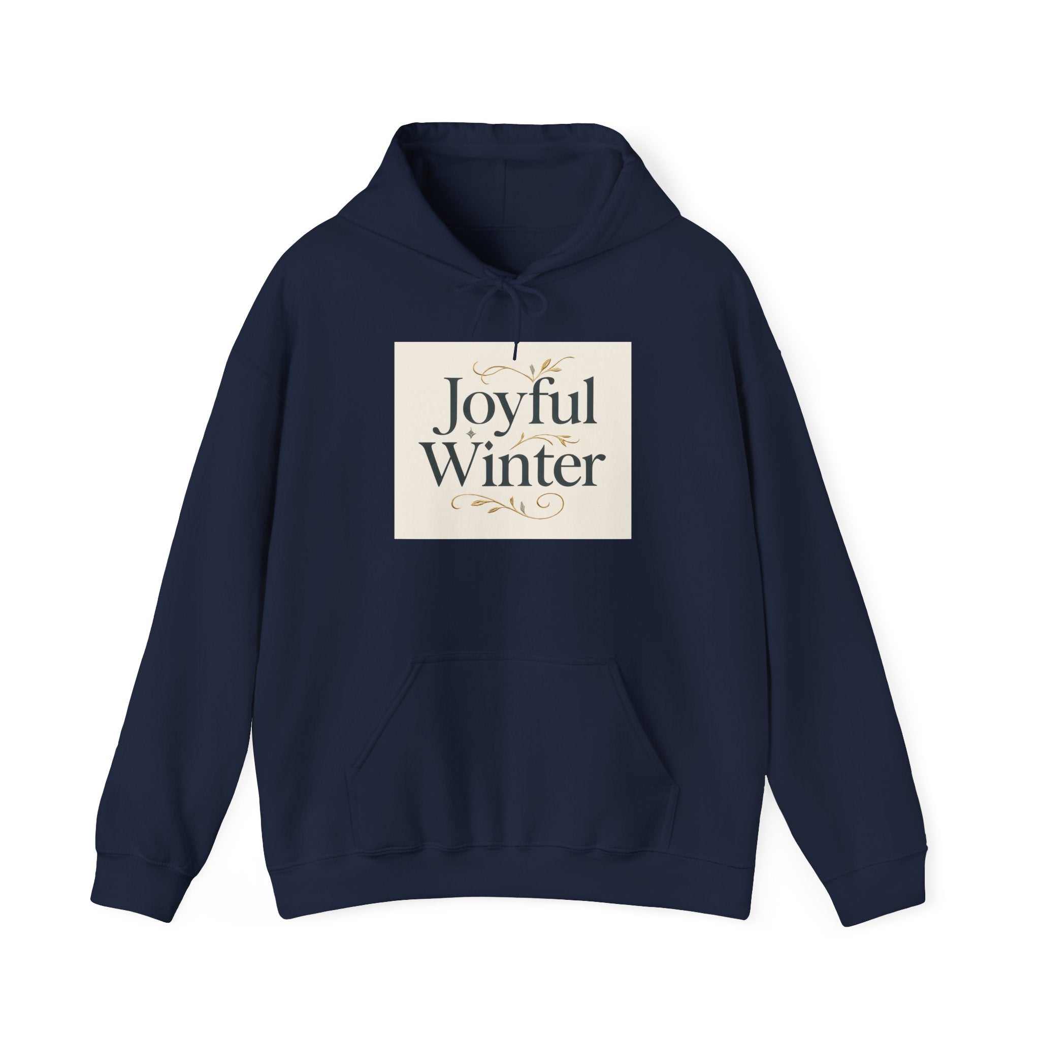 Joyful Winter Hoodie — Cozy Holiday Sweatshirt with Elegant Script