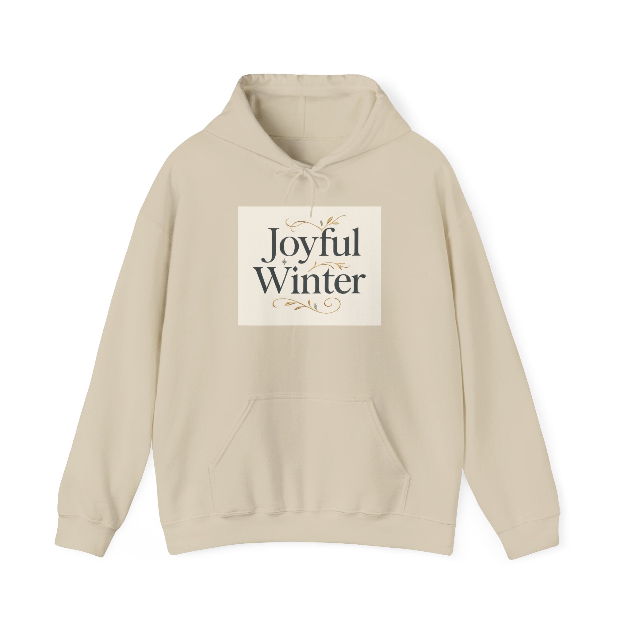 Joyful Winter Hoodie — Cozy Holiday Sweatshirt with Elegant Script