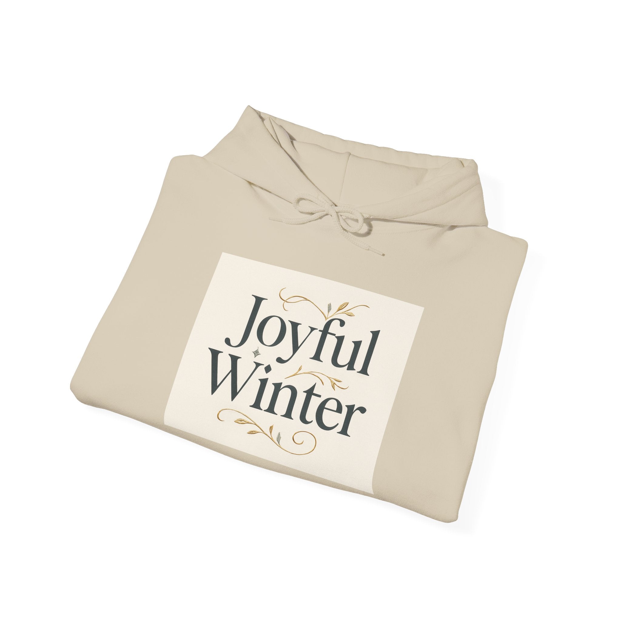 Joyful Winter Hoodie — Cozy Holiday Sweatshirt with Elegant Script