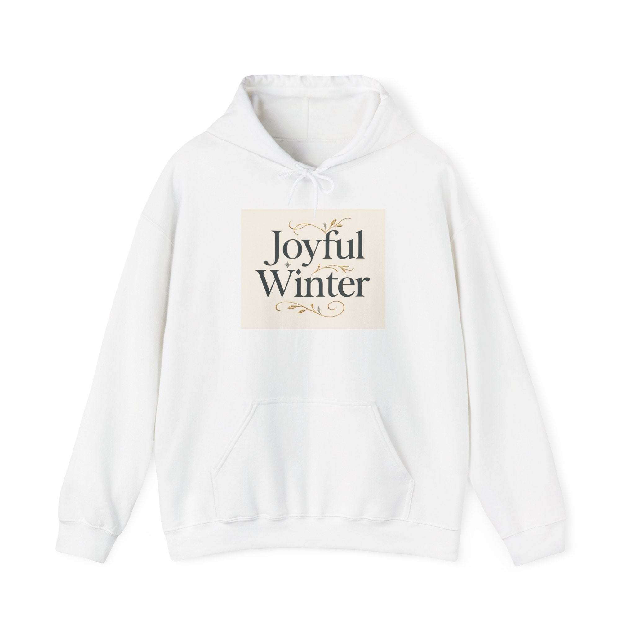 Joyful Winter Hoodie — Cozy Holiday Sweatshirt with Elegant Script
