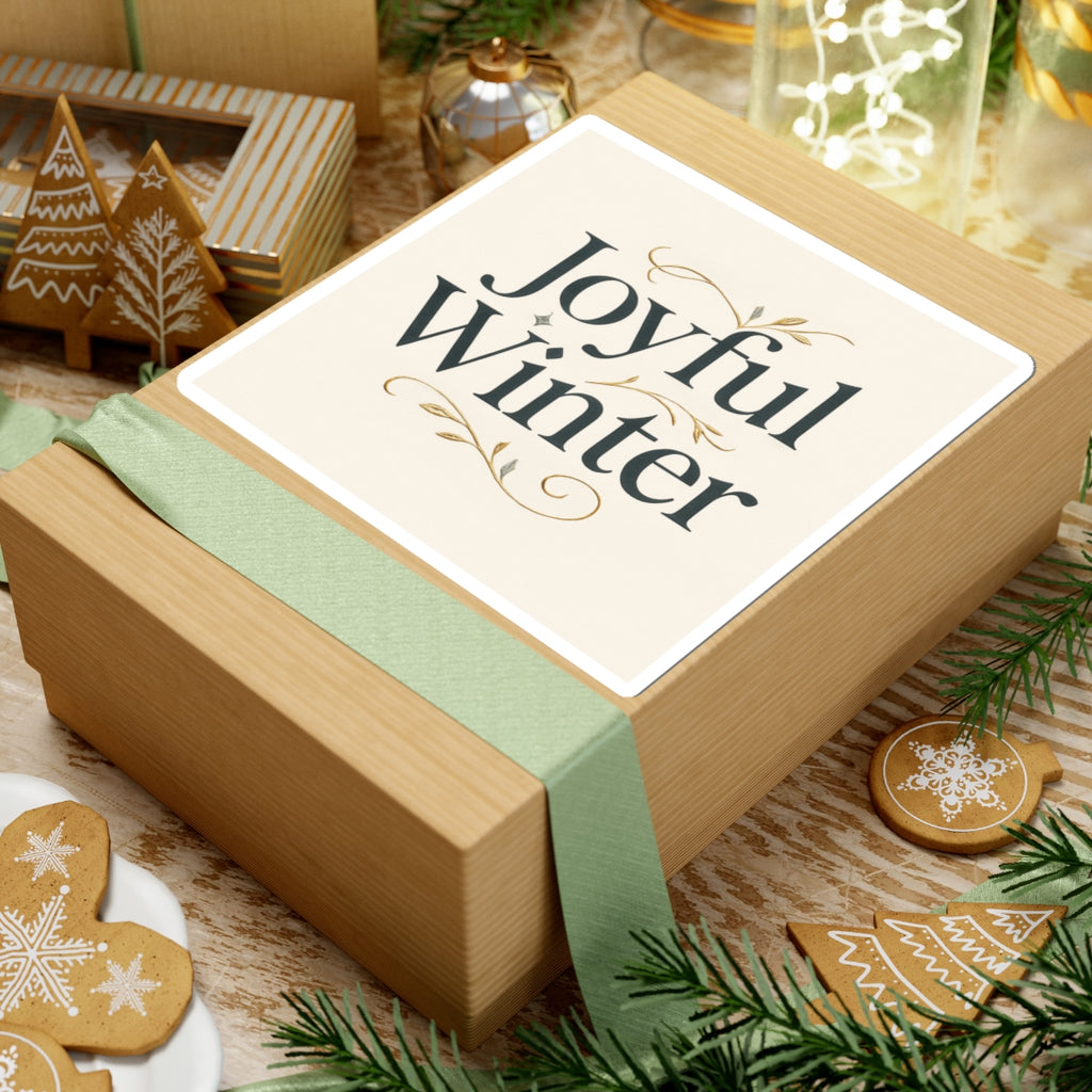 Joyful Winter Sticker — Elegant Holiday Holiday Phrase Kiss-Cut Sticker