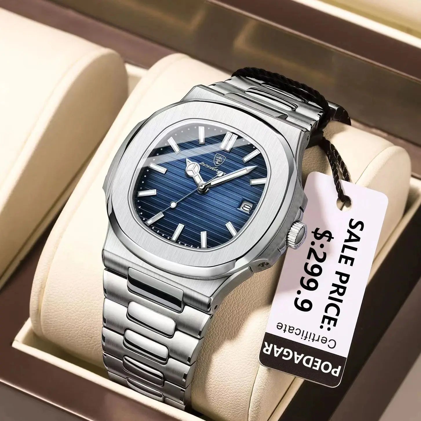 POEDAGAR Luxury Men's Watch - Sports Waterproof Square Dial Quartz