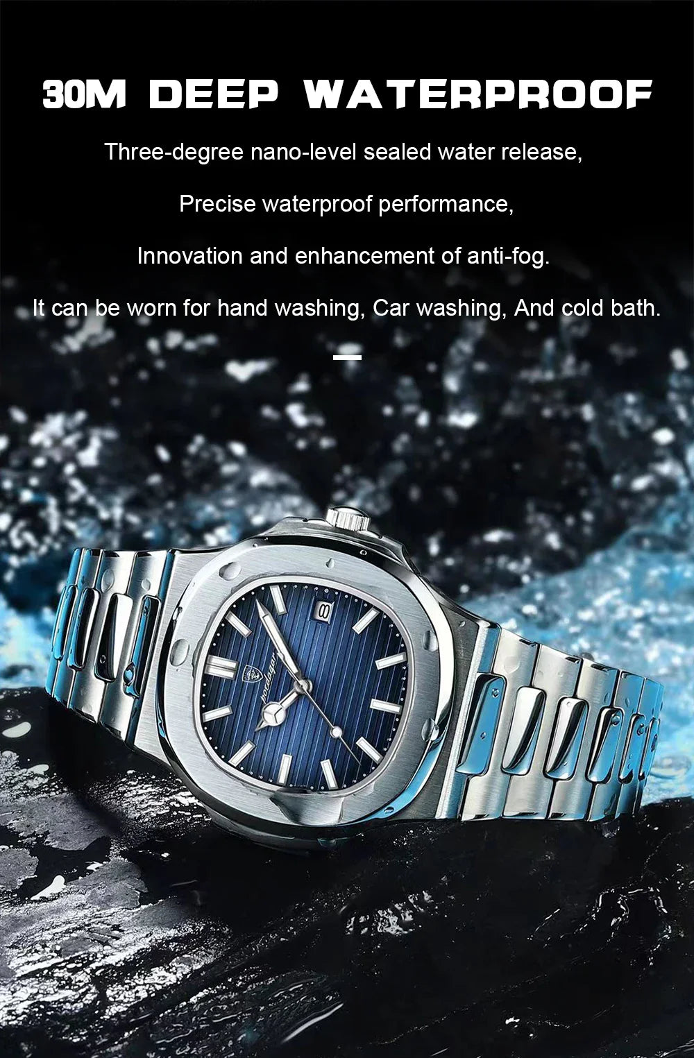 POEDAGAR Luxury Men's Watch - Sports Waterproof Square Dial Quartz