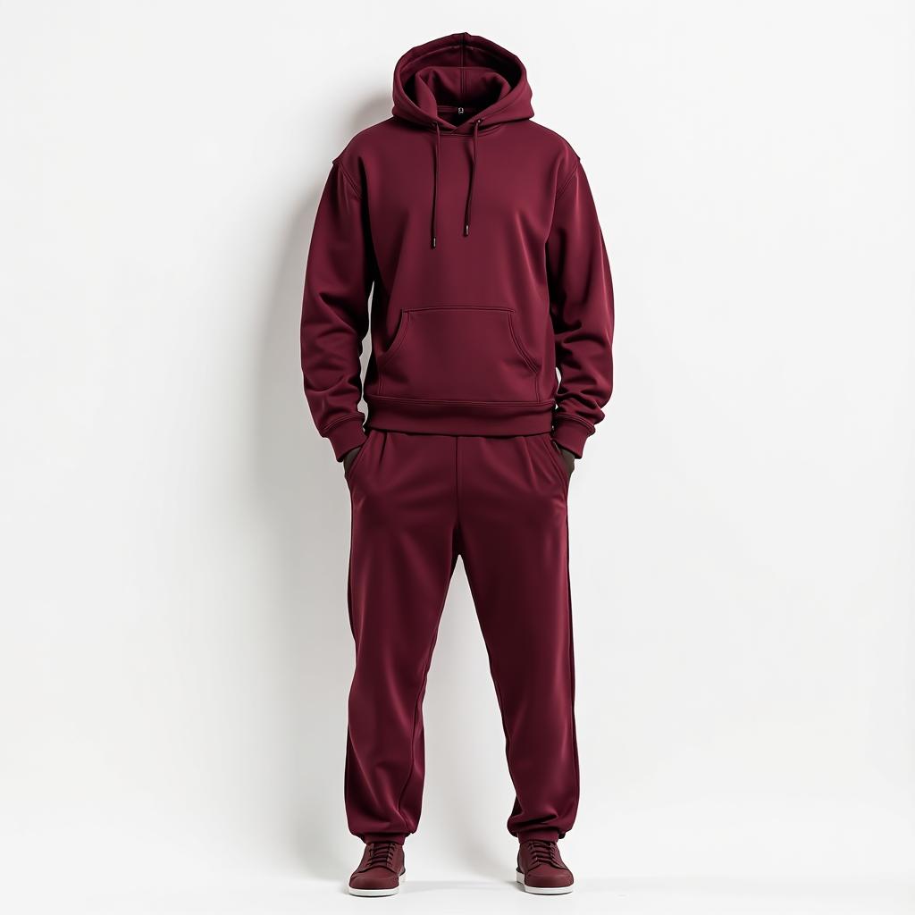 Burgundy Sweatsuit Set - Premium matching hoodie and joggers