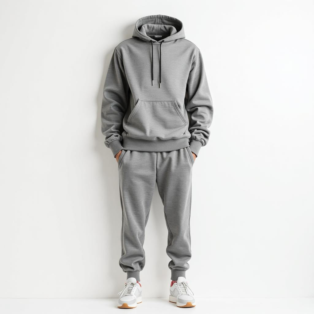 Heather Grey Sweatsuit Set - Premium matching hoodie and joggers